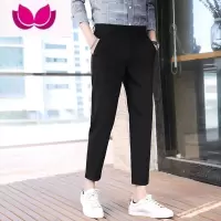 七斓夏季男九分裤子潮流修身休闲裤男士冰丝裤学生高级感垂感西装裤