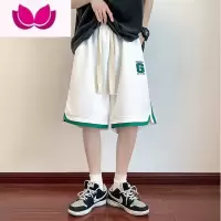 七斓夏季撞色拼接休闲短裤男潮牌运动五分裤健身篮球潮流直筒宽松中裤