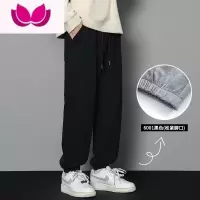 七斓裤子男士宽松潮牌高街休闲裤冬款加绒加厚灰色长裤运动卫裤