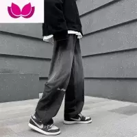 七斓美式高街牛仔裤男嘻哈宽松直筒ins潮牌渐变撞色阔腿痞帅休闲长裤