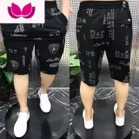 七斓2022夏季薄款字母五分短裤男潮流百搭印花运动休闲裤子宽松沙滩裤