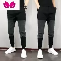 七斓夏季薄款速干男士束脚裤潮流新款痞帅百搭休闲裤拼接小脚九分裤男