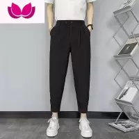 七斓九分裤男新款束脚裤男韩版修身ins痞帅小脚休闲裤纯色百搭男裤子