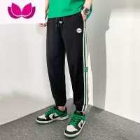 七斓三条杠休闲裤男款大码宽松九分加肥加大款冬季运动卫裤