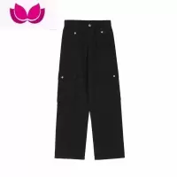 七斓ins美式街头重工多口袋休闲长裤男女欧美hiphop宽松直筒工装裤潮