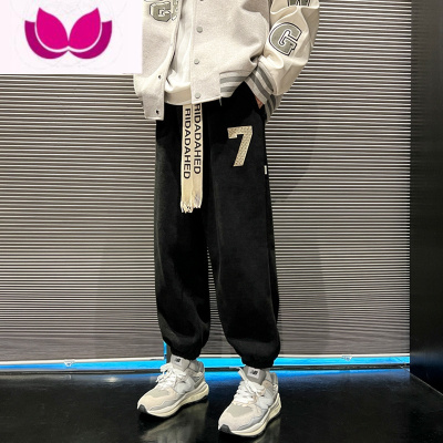 七斓裤子男款春季潮牌百搭刺绣束脚运动卫裤美式复古宽松休闲长裤