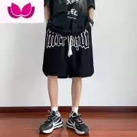 七斓美式高街发泡短裤男夏季潮牌宽松大码休闲中裤潮流篮球运动五分裤
