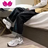 七斓大码300斤休闲裤子男女涂鸦牛仔裤高街潮牌直筒裤宽松运动裤