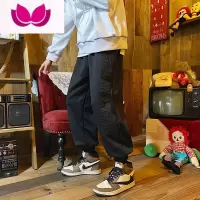 七斓高街裤子男士美式百搭潮流束脚大码卫裤潮牌男款宽松运动裤