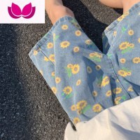 七斓牛仔短裤男夏季宽松直筒港风潮流五分裤子潮牌小雏菊外穿休闲中裤