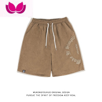 七斓欧美复古发泡印花运动短裤男潮牌街头宽松情侣工装五分裤