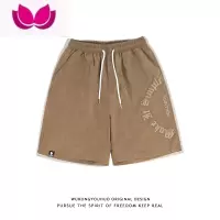 七斓欧美复古发泡印花运动短裤男潮牌街头宽松情侣工装五分裤
