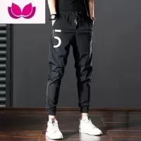 七斓新款男士休闲裤2022潮牌修身束脚裤子松紧腰加绒小脚九分裤