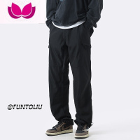 七斓机能冲锋裤子男美式高街复古宽松休闲长裤山系户外速干直筒运动裤