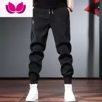 七斓春灯芯绒裤子男加绒加厚男士休闲裤黑色潮流宽松束脚裤百搭