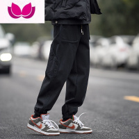 七斓束脚工装裤男美式复古宽松潮流痞帅潮牌ins百搭高街休闲裤子男款
