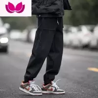 七斓束脚工装裤男美式复古宽松潮流痞帅潮牌ins百搭高街休闲裤子男款