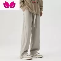 七斓裤子男款夏季薄款阔腿潮牌宽松直筒长裤美式高街休闲运动卫裤