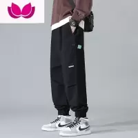 七斓工装裤子男款宽松休闲长裤男士夏季九分运动裤青少年束脚卫裤