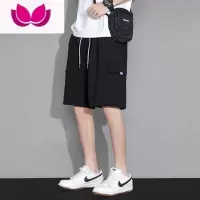 七斓短裤男士夏季薄款潮流潮牌宽松百搭直筒纯色大口袋运动休闲裤子男