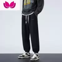 七斓运动裤子男款夏季薄运动卫裤宽松束脚休闲长裤大码潮牌刺绣