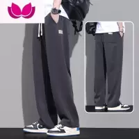 七斓卫裤男士大码宽松直筒阔腿垂感2023新款运动休闲长裤子男生
