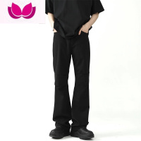 七斓美式黑色西裤男款春季潮牌微喇叭休闲裤宽松潮流ins直筒阔腿裤子