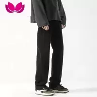 七斓男士牛仔裤款美式高街宽松直筒裤修身小脚裤潮牌黑色休闲长裤