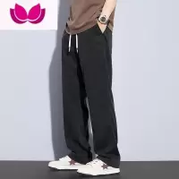 七斓宽松阔腿直筒休闲裤男士夏季新款薄款冰丝舒适拖地显高长裤子男装