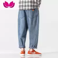 七斓直筒宽松大码牛仔裤男士美式潮牌锥形水洗阔腿长款休闲裤子