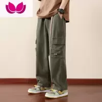 七斓男款直筒工装裤子男士2023新款宽松潮牌阔腿裤日系休闲长裤