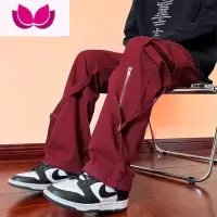 七斓美式工装裤男春季高街潮牌设计感小众拉链裤子宽松阔腿直筒休闲裤