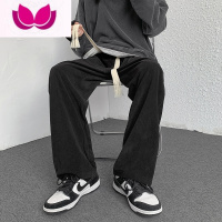 七斓灯芯绒裤子男春季ins潮流阔腿裤男款卫裤宽松直筒休闲裤男生长裤