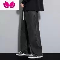 七斓牛仔裤男款春季宽松直筒男士2023美式高街潮牌阔腿休闲长裤子
