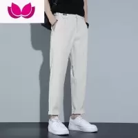 七斓春季轻熟风坠感小西裤男士宽松英伦风夏季薄款直筒休闲西装裤