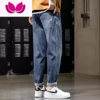 七斓美式男士牛仔裤潮牌2023新款宽松直筒哈伦休闲九分长裤子