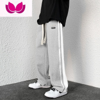 七斓卫裤男士直筒宽松阔腿男款薄高中生运动夏季灰色休闲长裤子