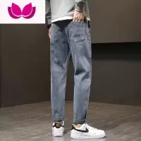 七斓牛仔裤男士美式vibe高街潮牌宽松直筒锥形男生休闲长款裤子