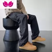 七斓美式复古vibe风裤子高街潮牌机能工装裤男宽松直筒户外防水冲锋裤