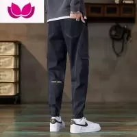 七斓工装裤男2023新款潮牌宽松束脚男士运动哈伦款痞帅休闲长裤子
