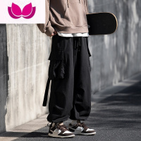 七斓@ 日系飘带工装裤男春季宽松束脚裤机能休闲长裤裤子