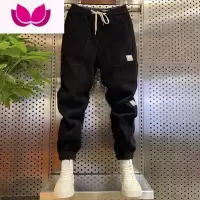 七斓2023春季新款束脚裤男百搭宽松哈伦卫裤博澳绒网红同款弹力休闲裤