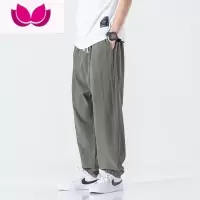 七斓亚麻裤子男夏季薄款棉麻裤中国风大码男裤束脚哈伦裤宽松休闲长裤