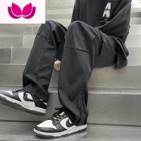 七斓多口袋冲锋裤男春季vibe高街工装休闲长裤港风开叉设计感直筒裤子