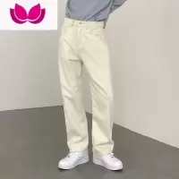 七斓DAZO 帅气牛仔裤男直筒白色休闲裤宽松百搭韩版复古裤子