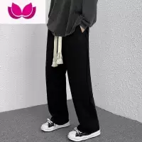 七斓春季抽绳运动卫裤男宽松直筒ins高街大码阔腿裤潮牌垂感休闲裤子