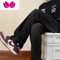 七斓美式黑色牛仔裤男高街大码拉链直筒裤潮牌宽松小众阔腿长裤子