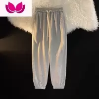 七斓裤子夏季男款束脚运动裤夏季潮流宽松休闲裤小脚哈伦裤华夫格卫裤