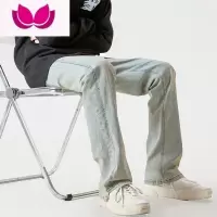 七斓黄泥牛仔裤男款潮牌复古美式高街小众设计感水洗直筒宽松休闲长裤