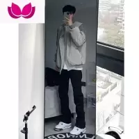七斓高级黑修身牛仔裤男直筒弹力vibe风美式高街裤子设计感显瘦微喇裤